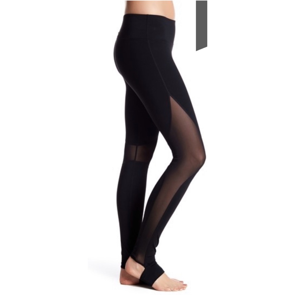 Mesh Paneled Strirrup Yoga Leggings - Picture 2 of 6